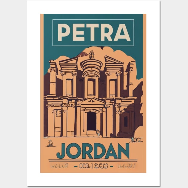 A Vintage Travel Art of Petra - Jordan Wall Art by goodoldvintage